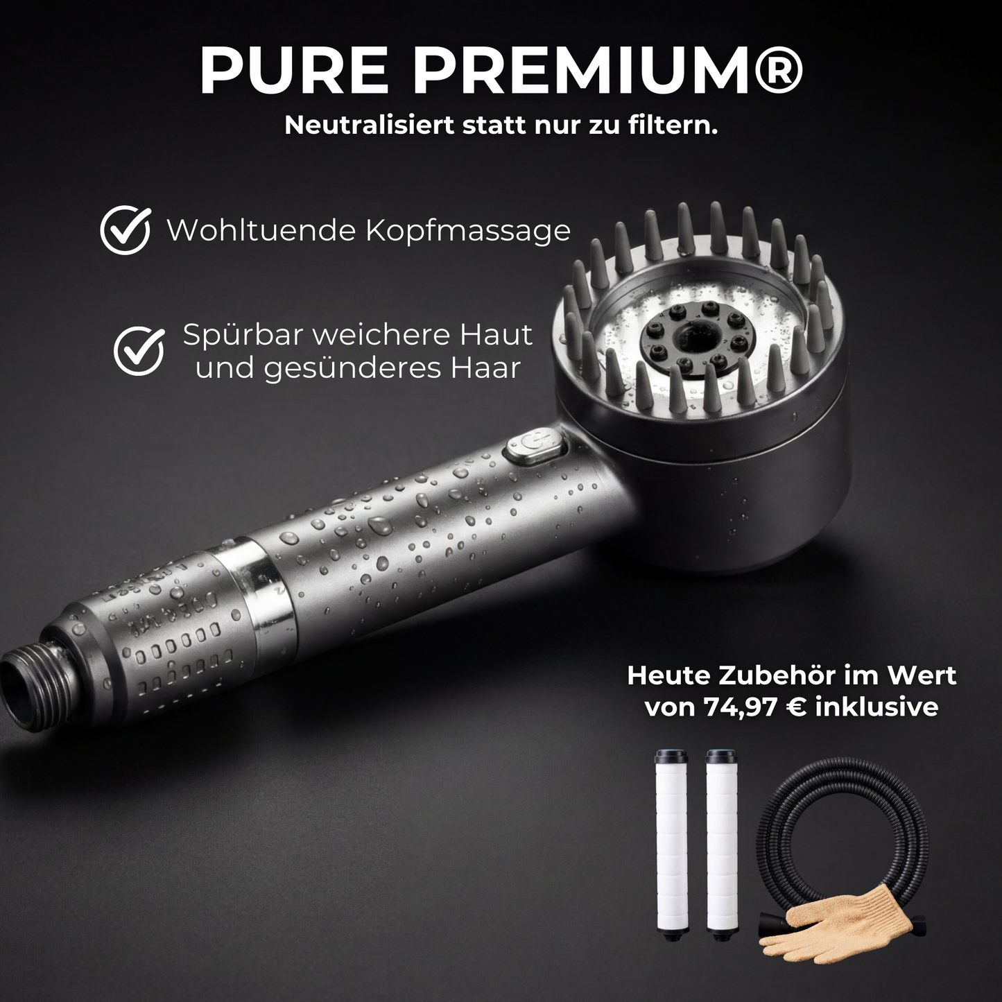 Pure® Premium Filterduschkopf – Für spürbar weiche Haut, glänzendes Haar